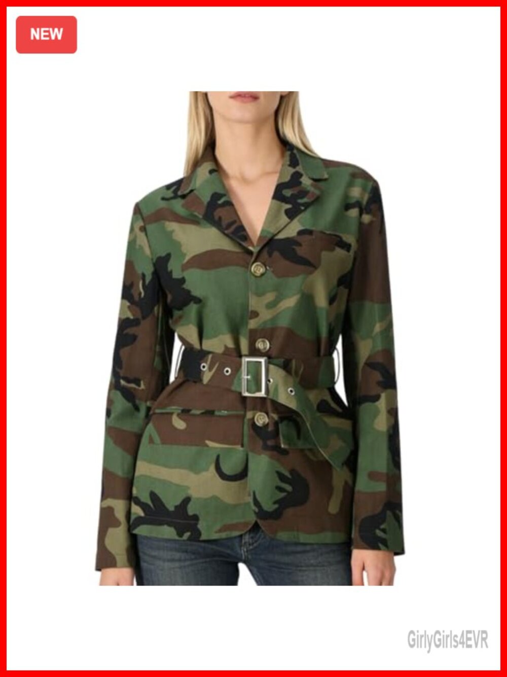 Oversized Camo Denim Jean Jacket Long Sleeve Button Down Casual Blazer